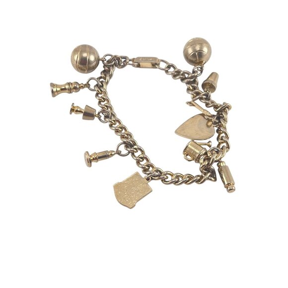 Vintage Samson Silver-Tone Charm Bracelet With Unique Soccer Ball & Shield Charm - Picture 7 of 7